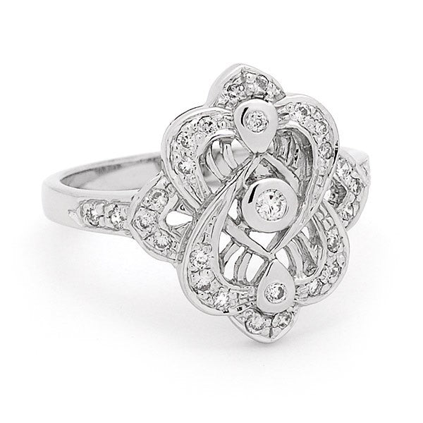 9ct White Gold Diamond Dress Ring