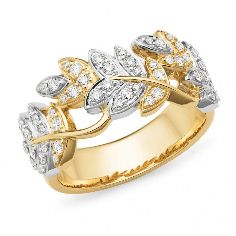 9ct Yellow & White Gold Diamond Dress Ring