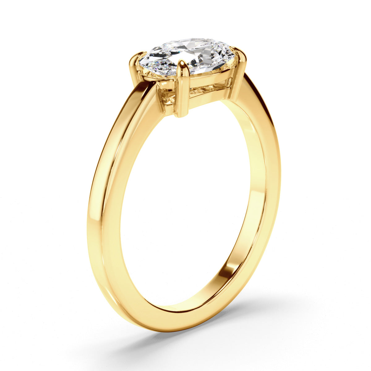 Oval Cut Diamond Solitaire East West Set Engagement Ring