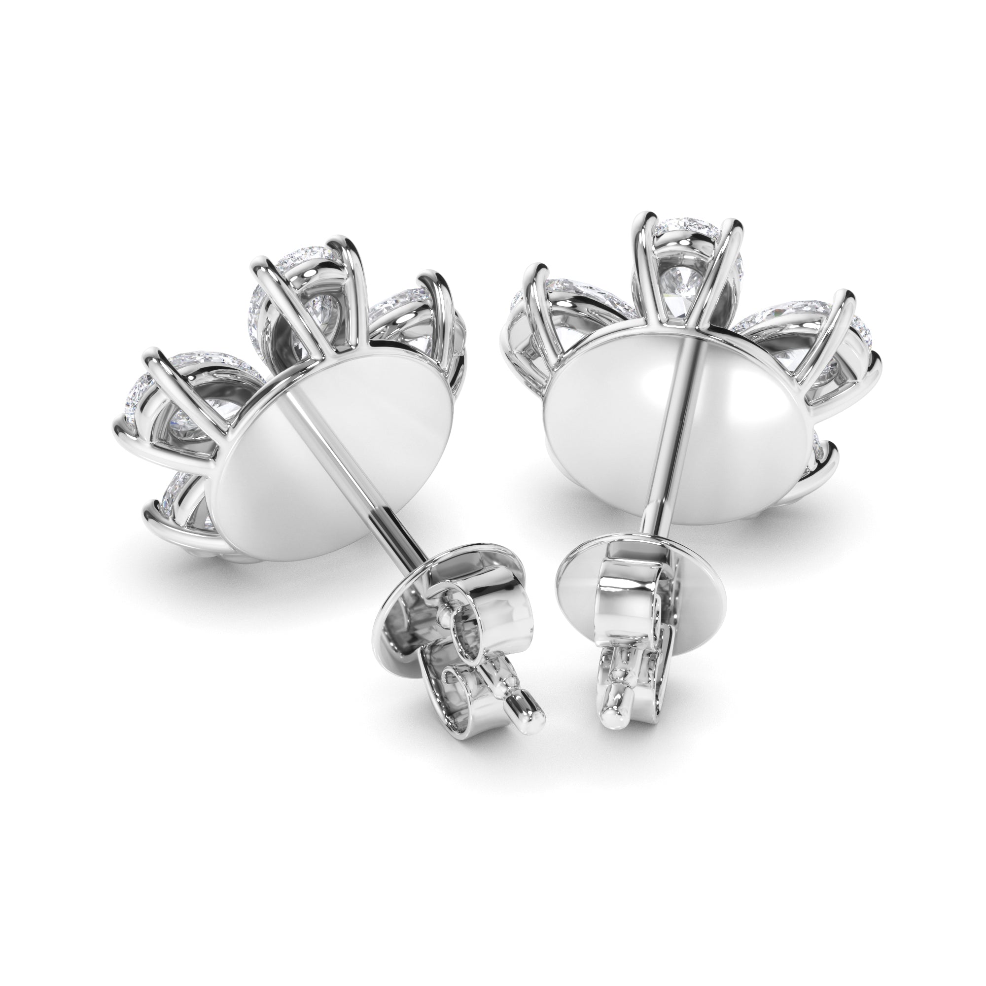 Pear Cut Diamond 5-Stone Stud Earrings