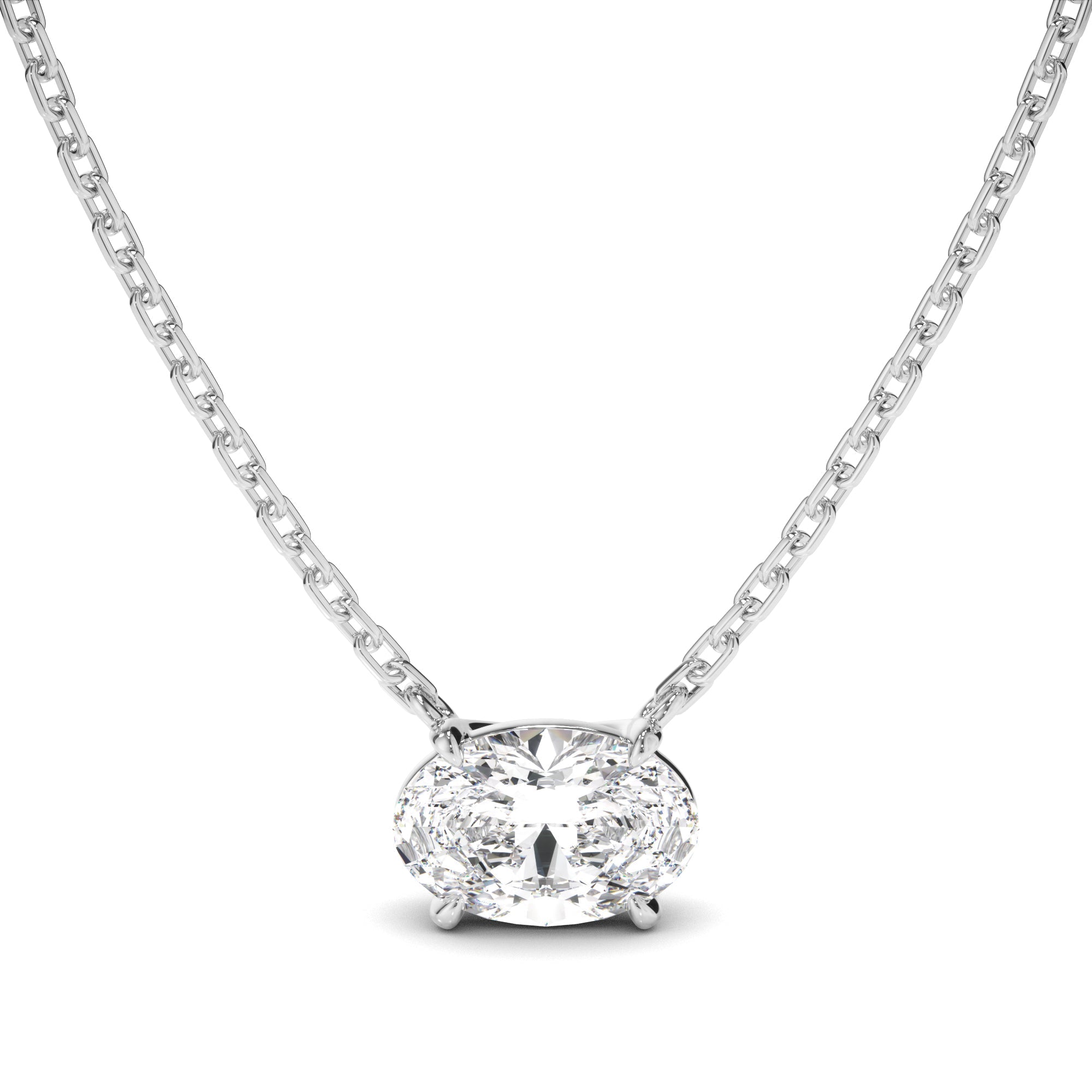 East West Oval Cut Diamond Necklet
