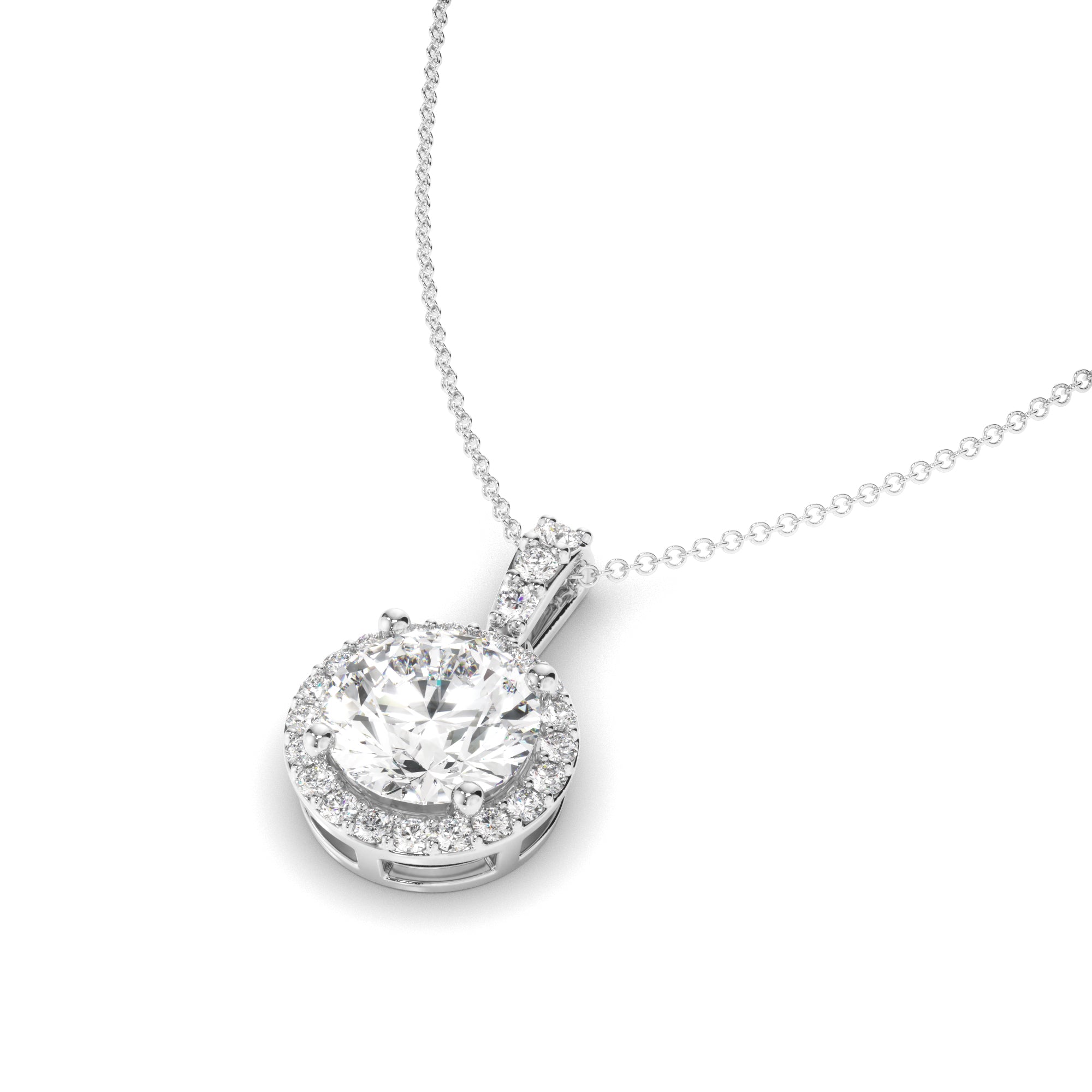 Round Brilliant Cut Diamond Halo Pendant