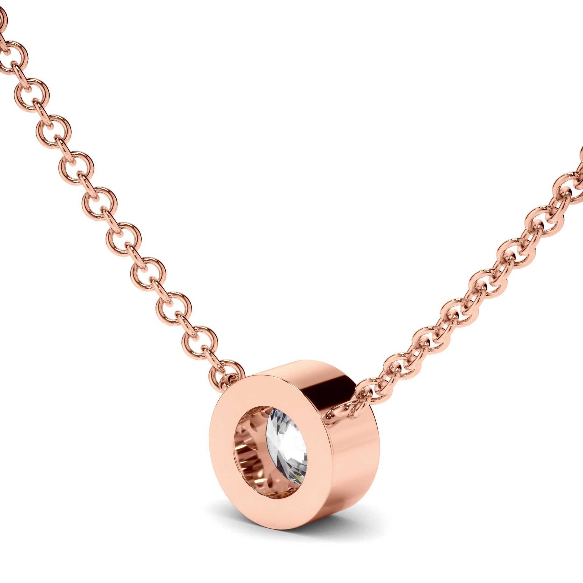 Round Brilliant Cut Diamond Bezel Set Necklet