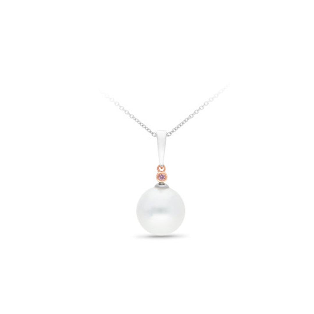 9ct White & Rose Gold Pearl & Pink Diamond Enhancer Pendant
