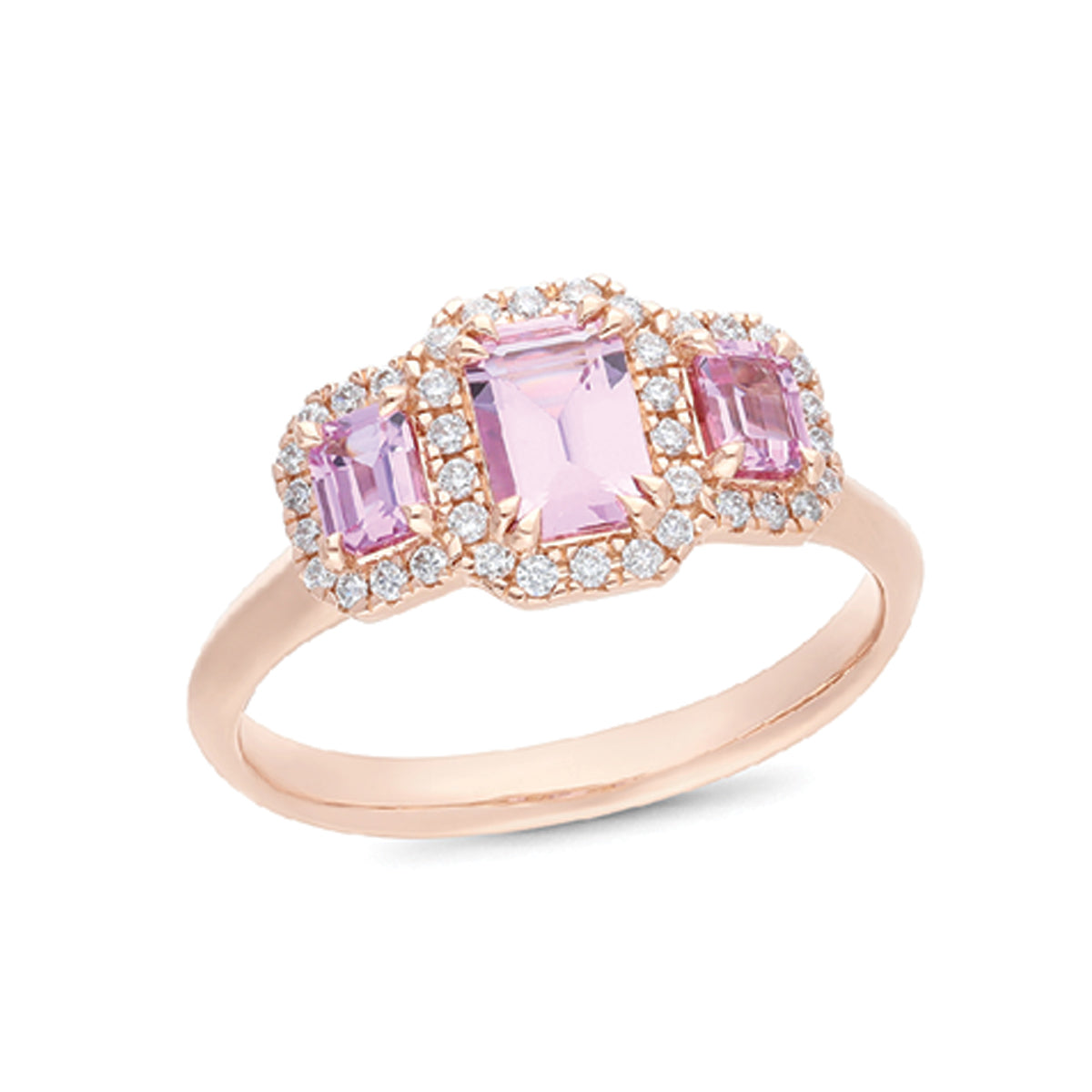 18ct Rose Gold Pink Sapphire & Diamond Ring