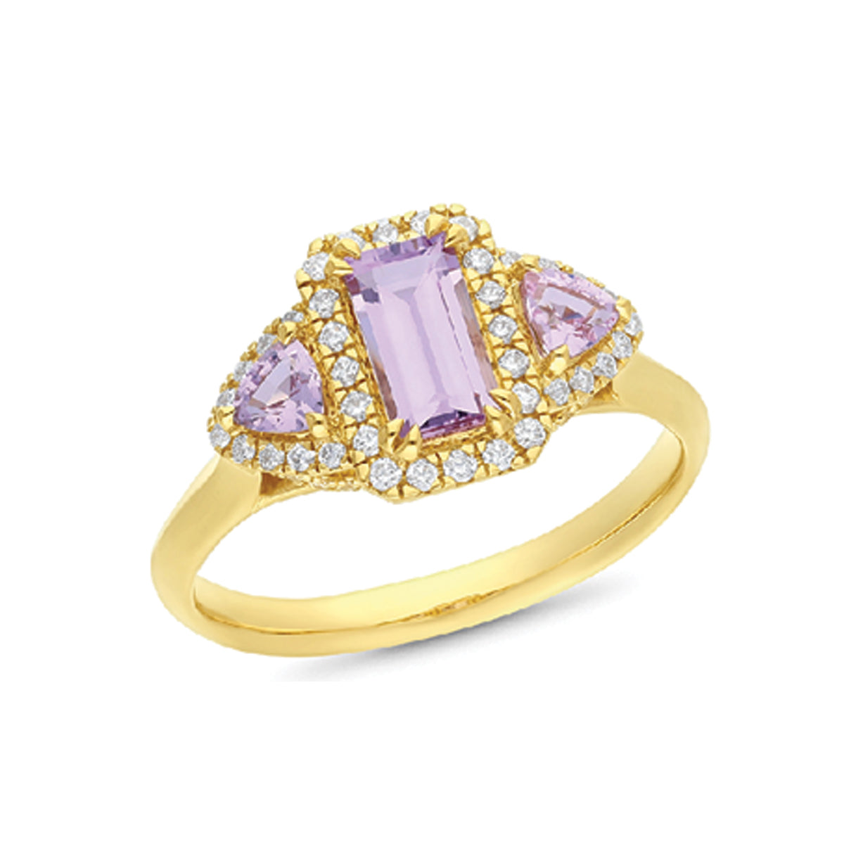 18ct Yellow Gold Pink Sapphire & Diamond Ring