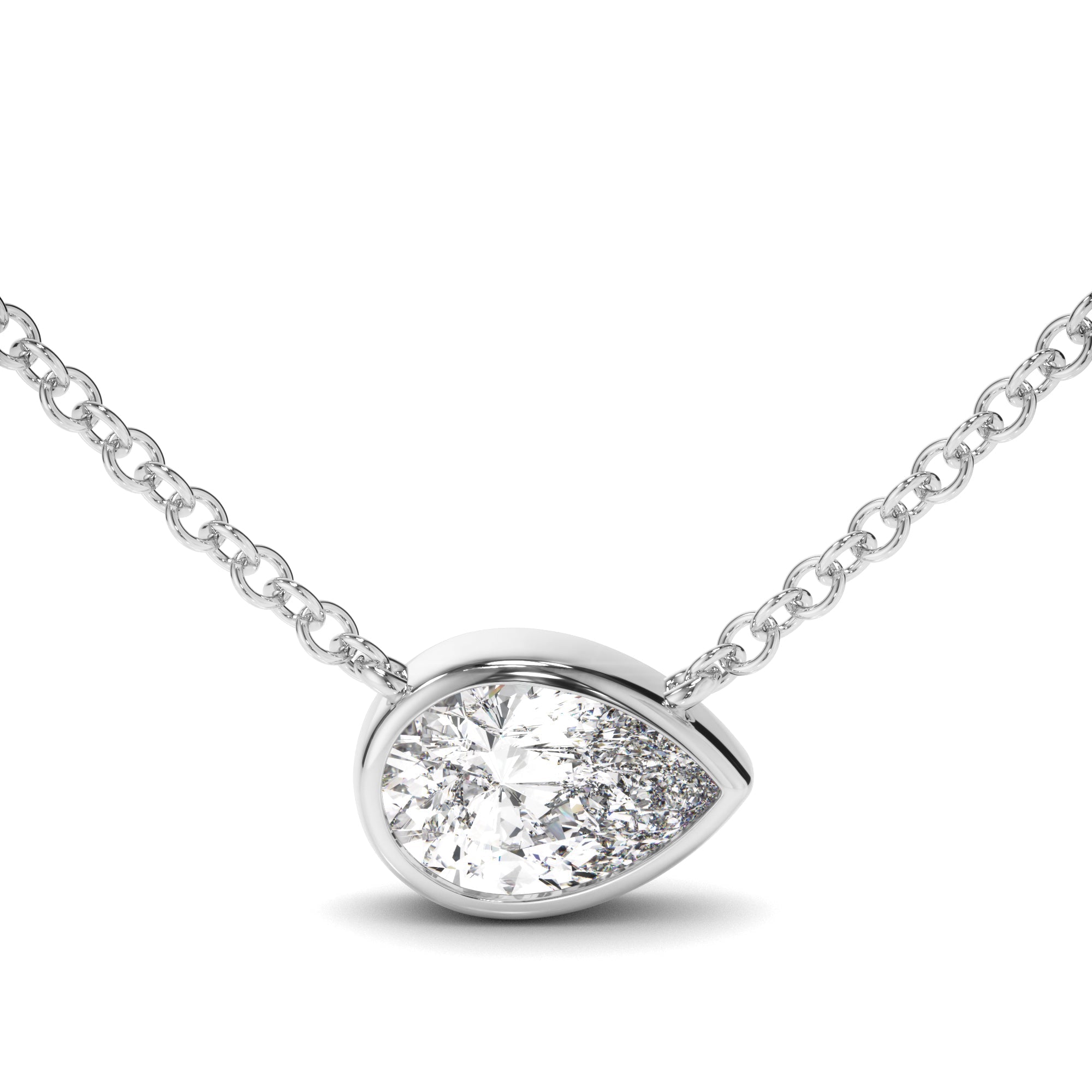 East West Pear Cut Diamond Bezel Set Necklet